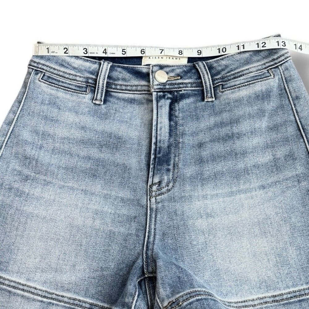 Risen High Rise Front Welt Pocket Denim Short RDS6245 Summer Flat Women’s Size S - Picture 3 of 11